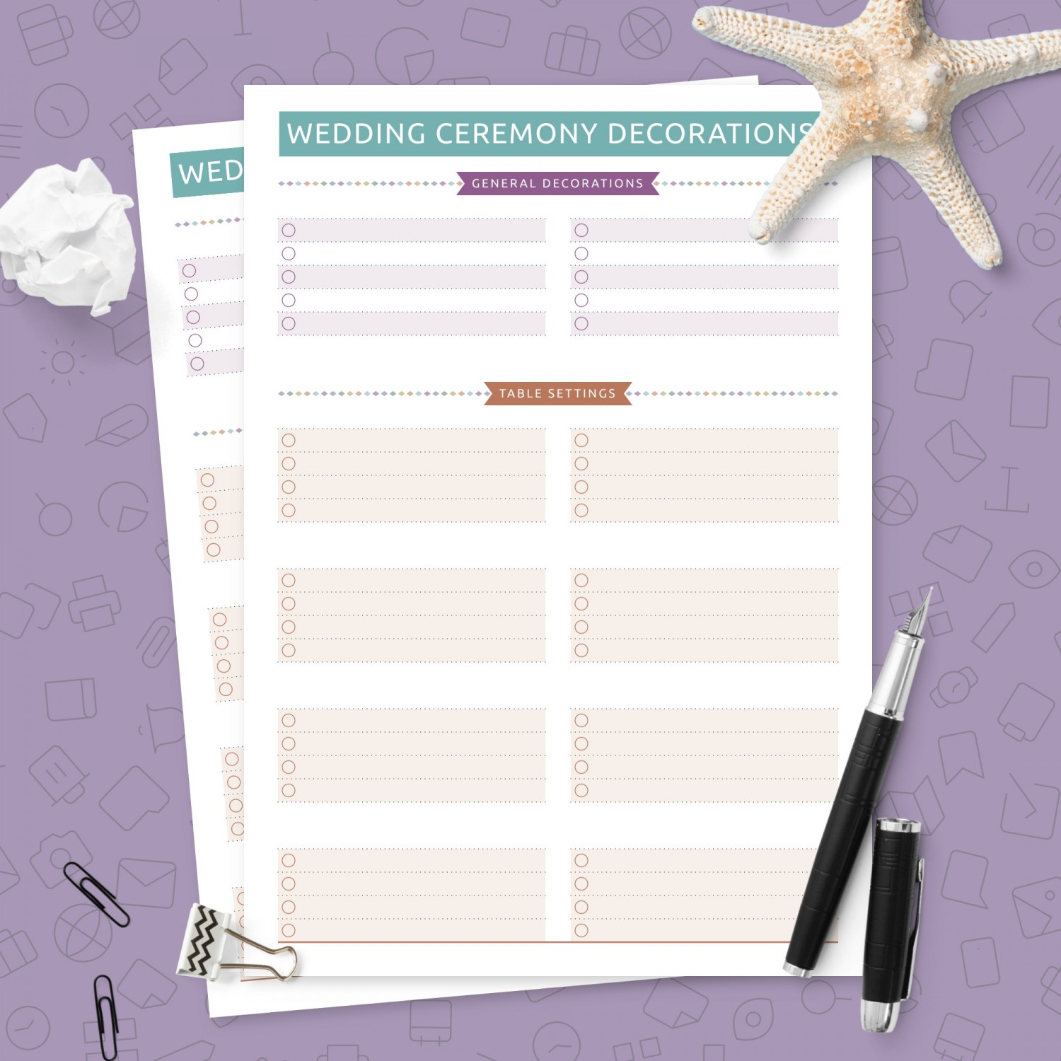 colorful wedding ceremony decor checklist template printable pdf