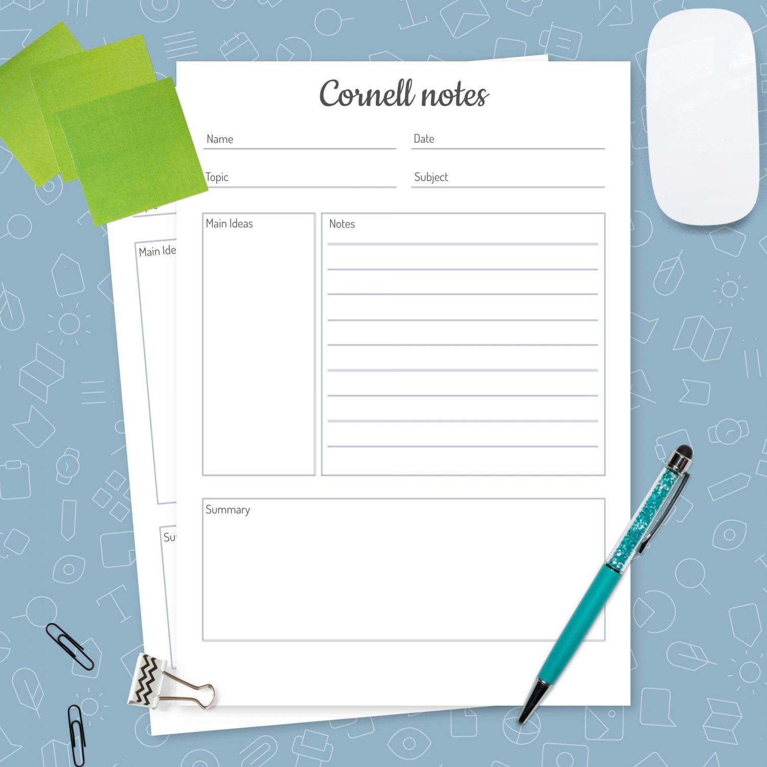 Cornell Notes Method Template Template Printable PDF