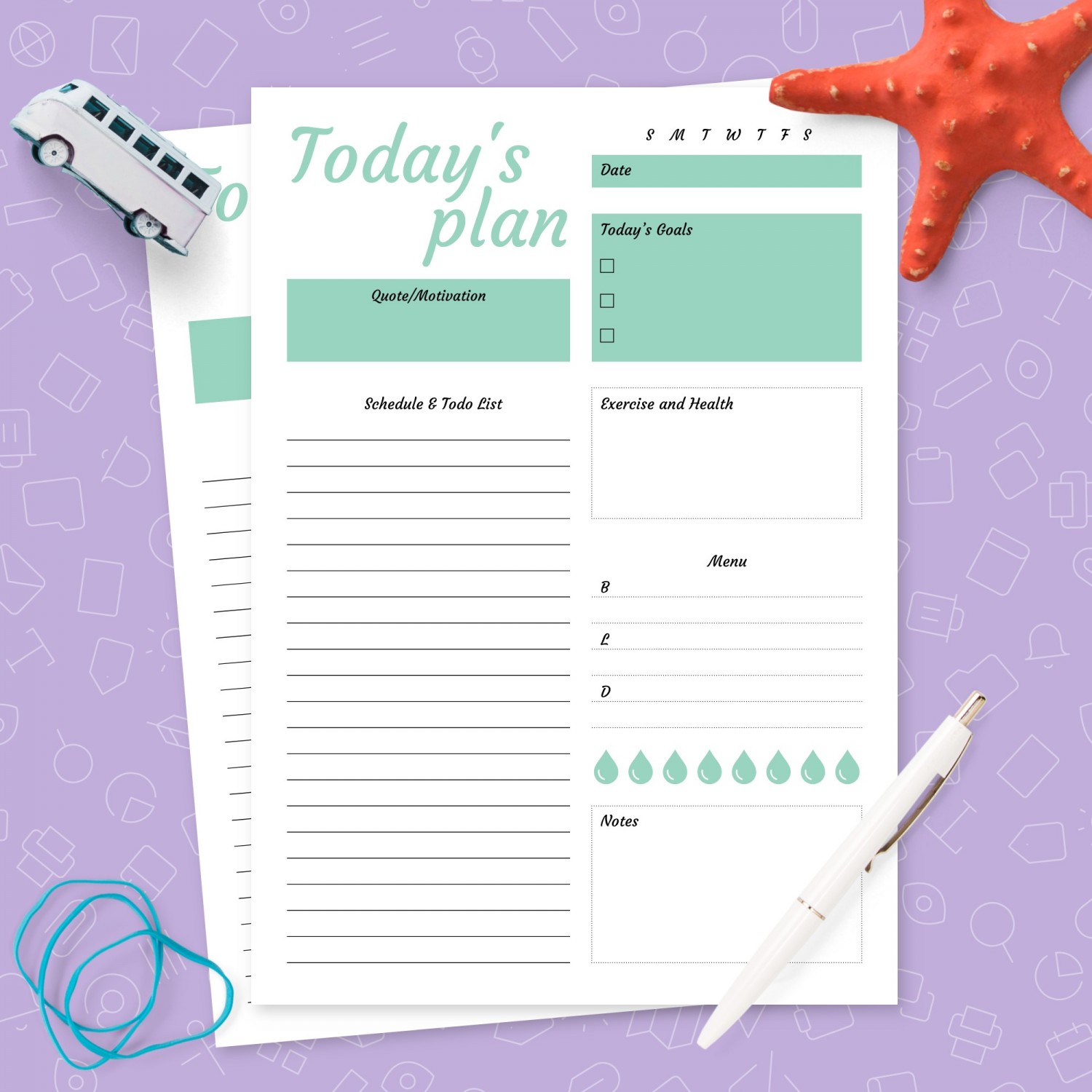 Daily schedule with to do list template printable pdf