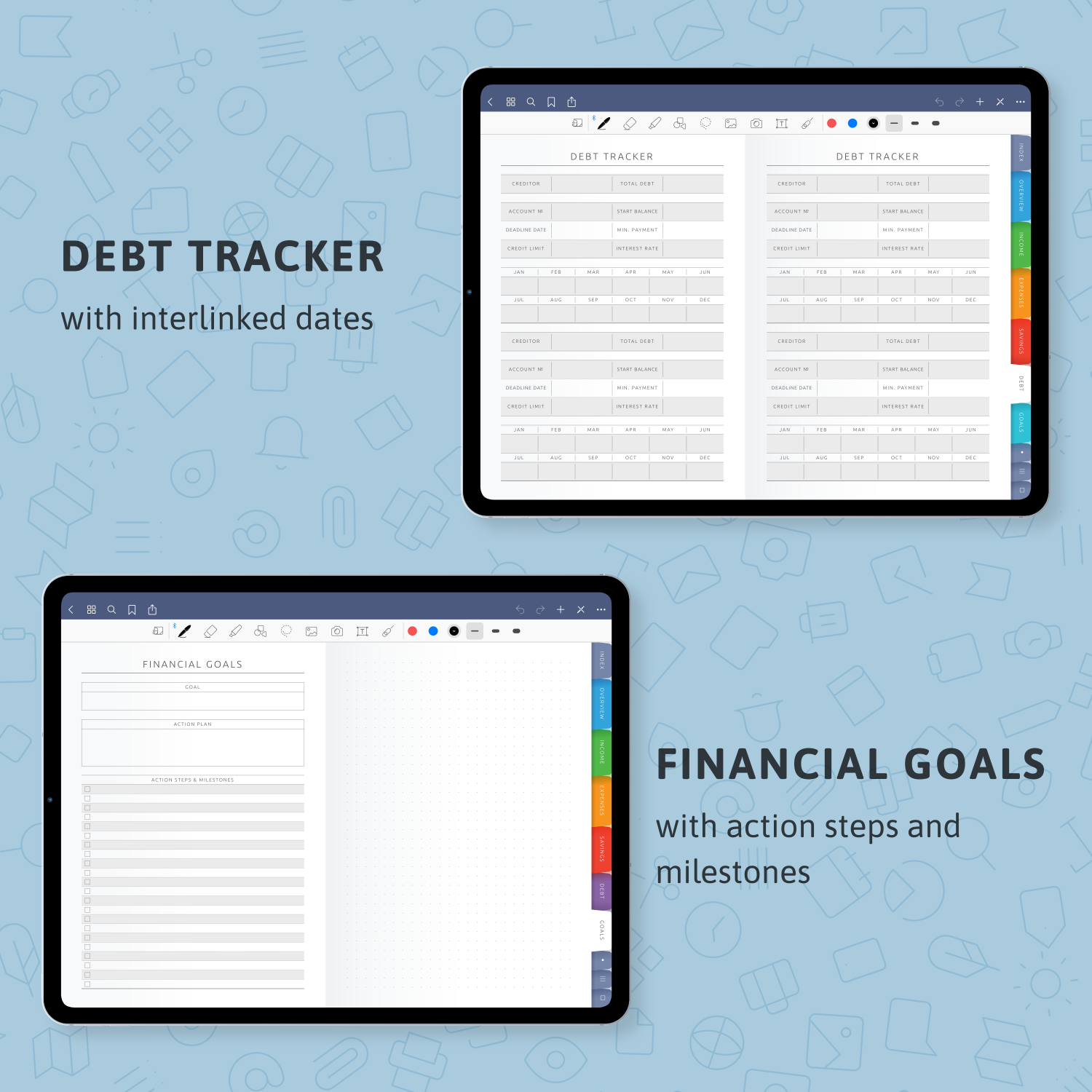 Digital Budget Planner (Light Theme) for handwriting apps - download ...