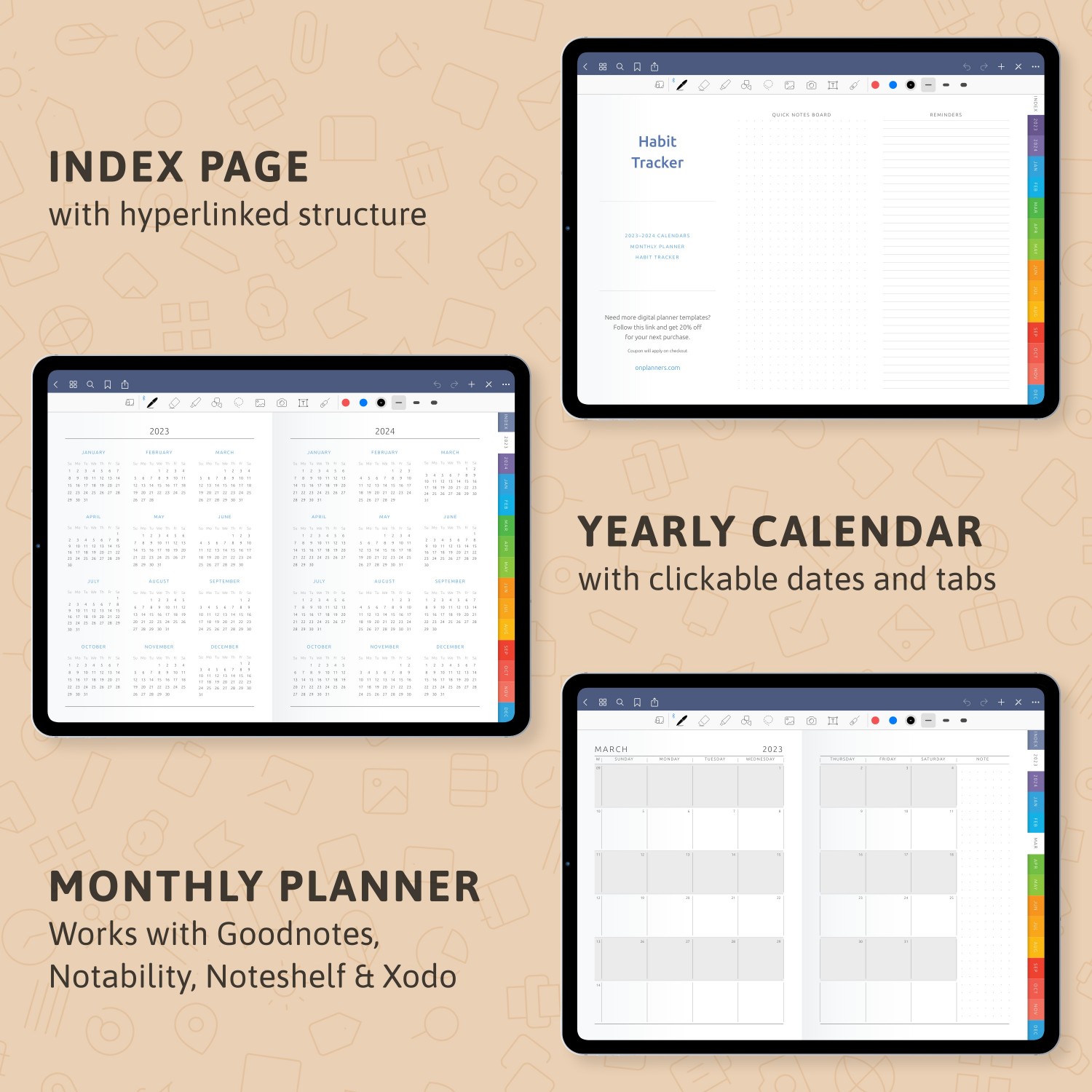 Digital Habit Tracker Template for: GoodNotes; Notability; iPad; Android