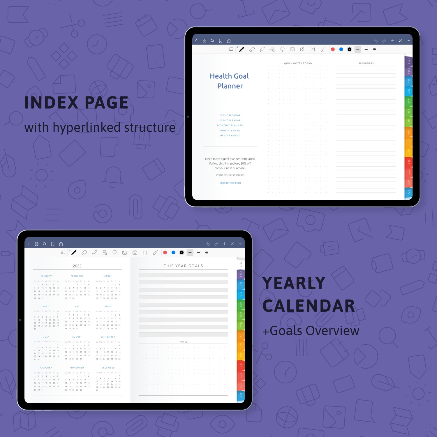 Digital Health Goal Planner Template for: GoodNotes; Notability; iPad ...