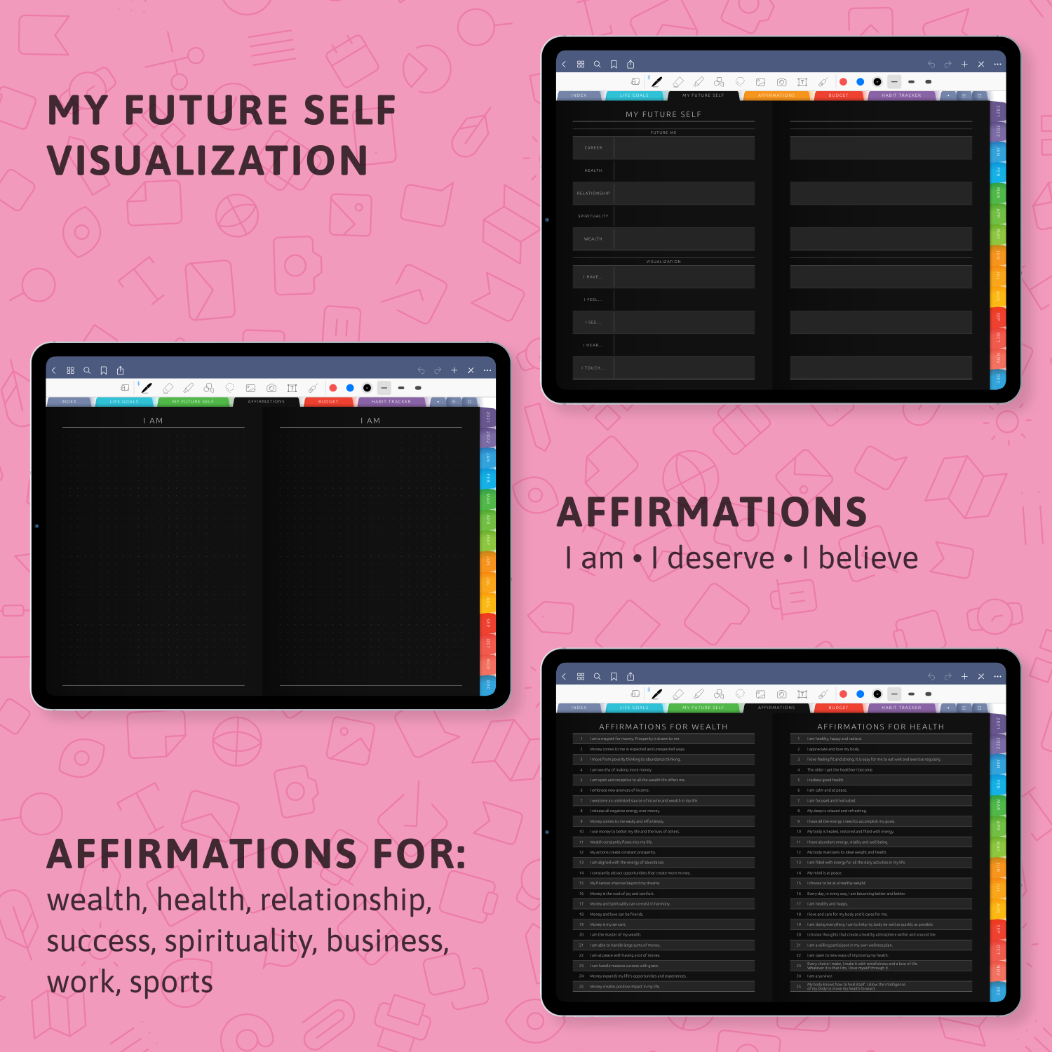 Digital Life Planner (Dark Theme) for handwriting apps - download for ...