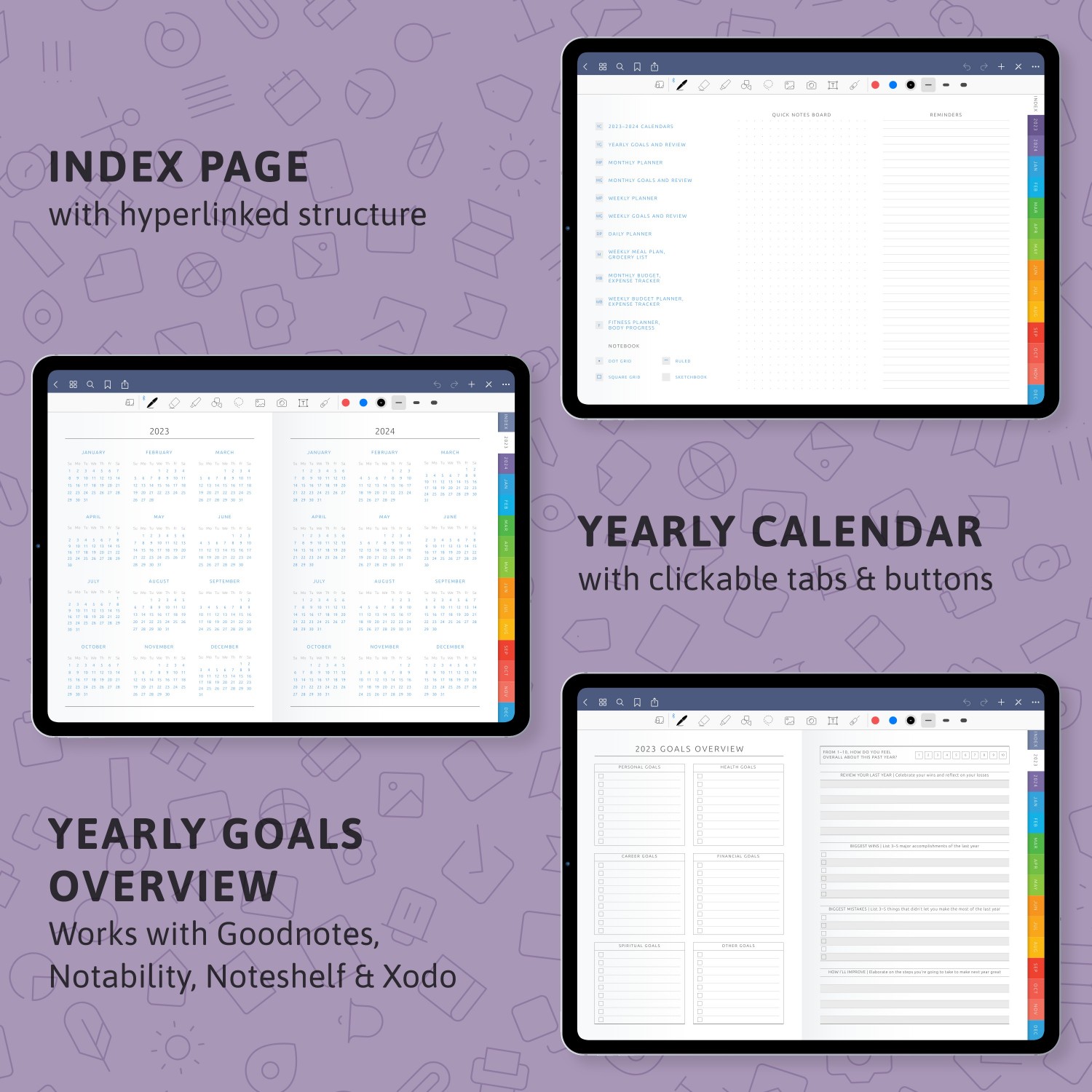 Digital Productivity Planner (Light Theme) for handwriting apps ...
