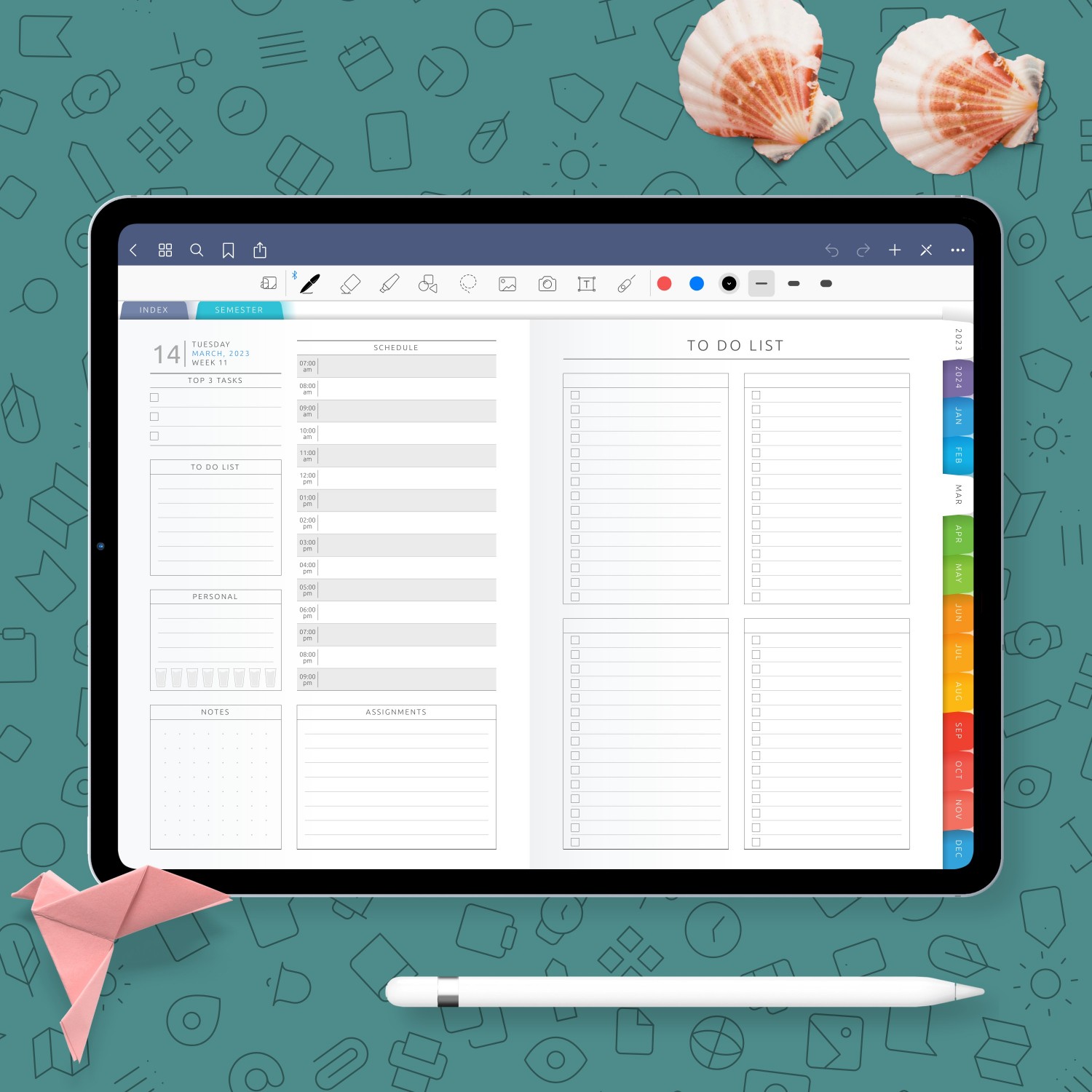 Digital Student Daily Planner for handwriting apps - download for your ...