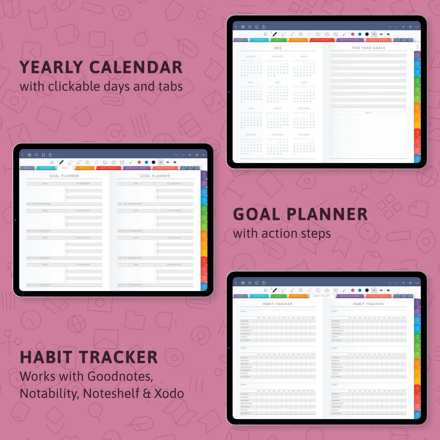 Digital Student Planner 2024 for GoodNotes; Notability; iPad; Android