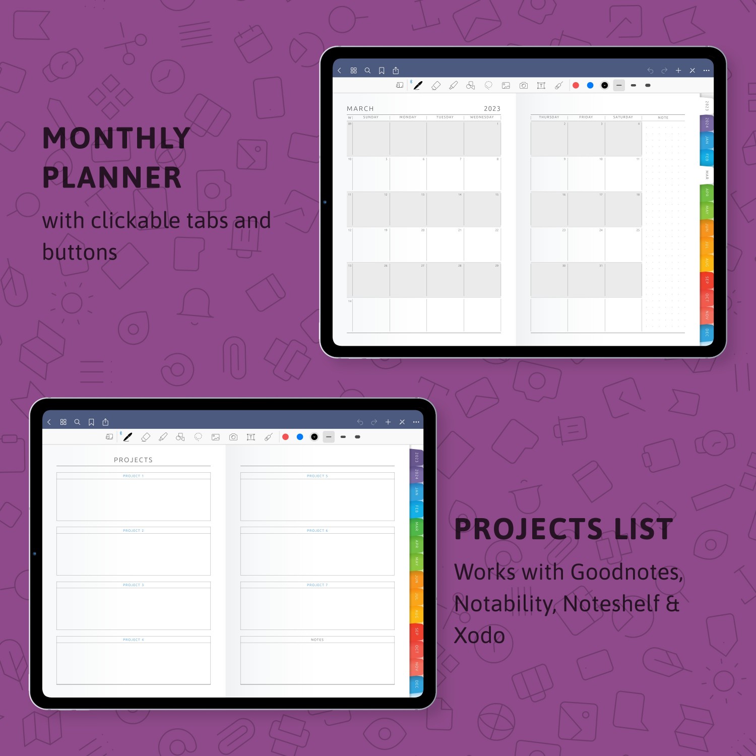 Digital Teacher Projects Planner Template for: GoodNotes; Notability ...