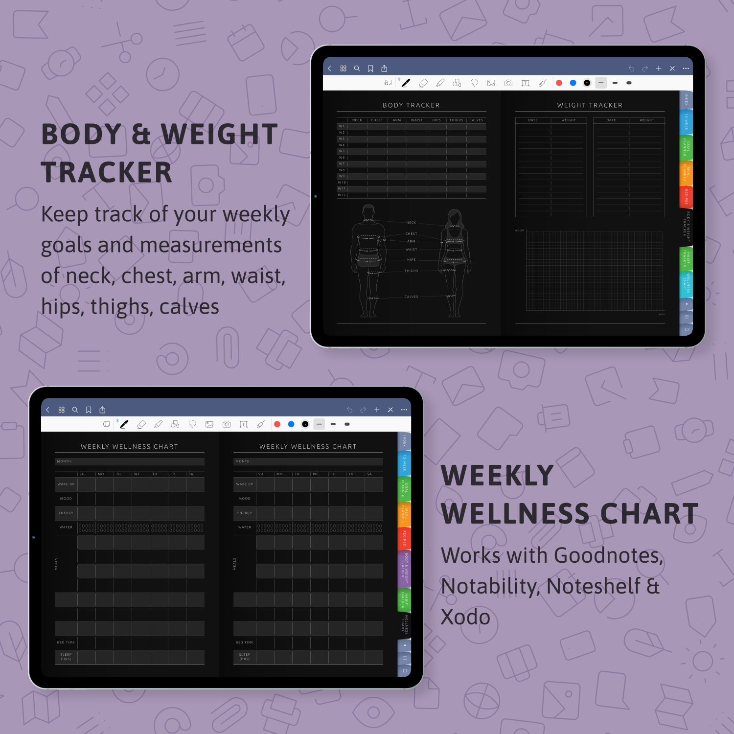 Digital Workout Planner (Dark Theme) for handwriting apps - download ...