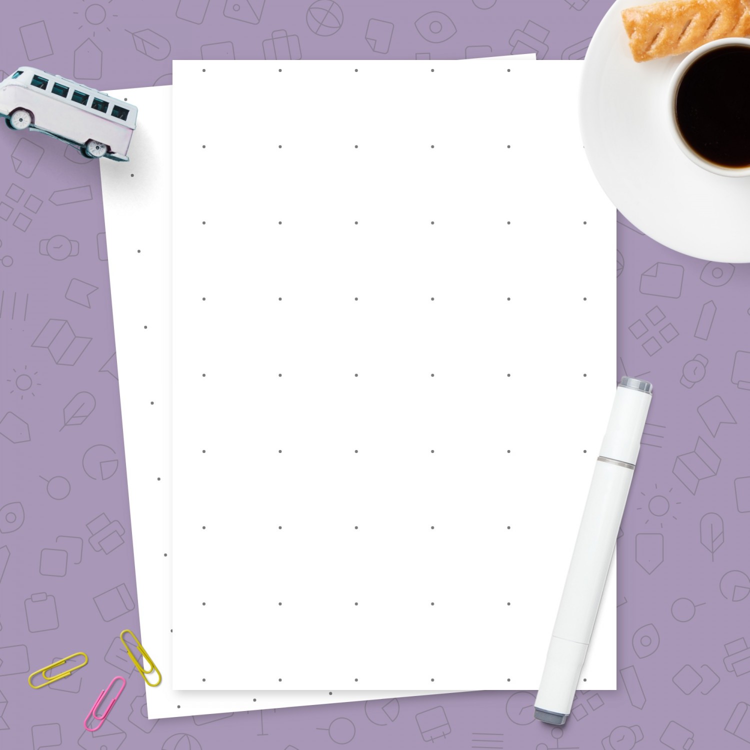 Dot Grid Paper With 1 Dot Per Inch Template - Printable PDF