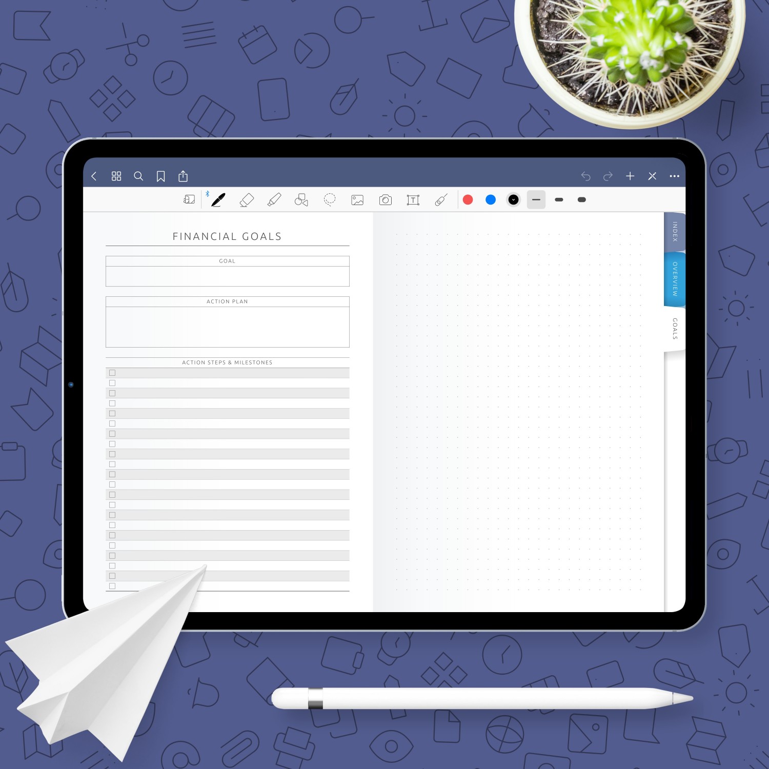 Digital Financial Goal Planner Template for: GoodNotes; Notability