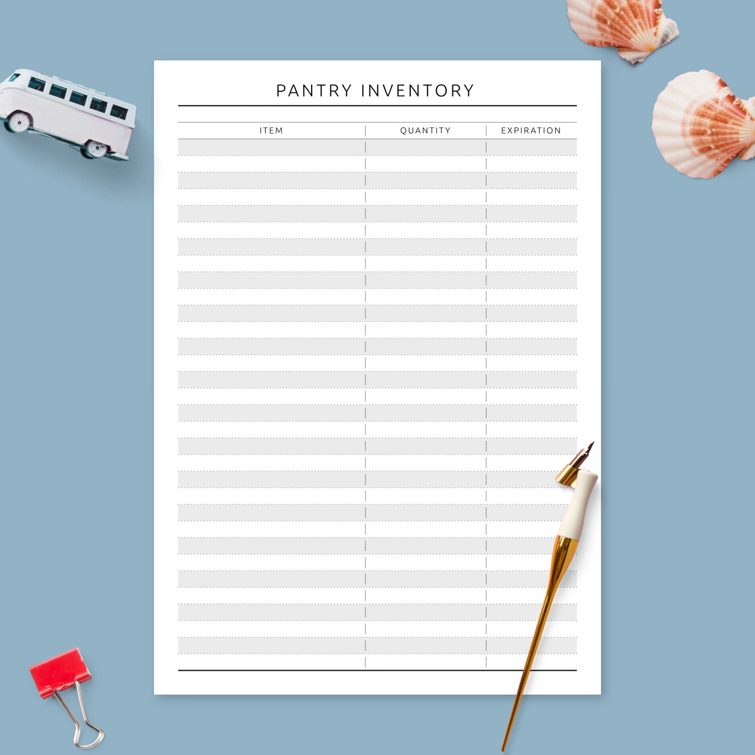 Formal Pantry Inventory Template Printable PDF