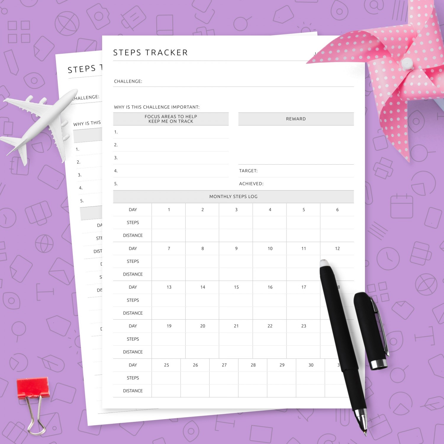 Full Steps Tracker Template Template Printable PDF