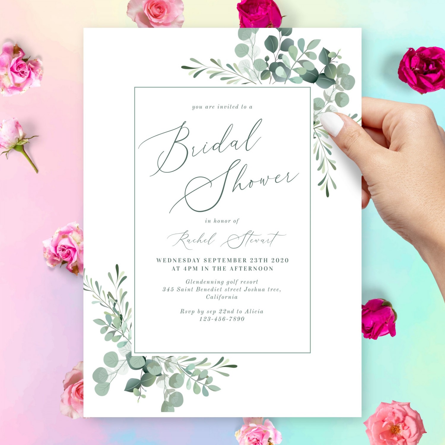 Greenery Bridal Shower Invitation Template Online Maker