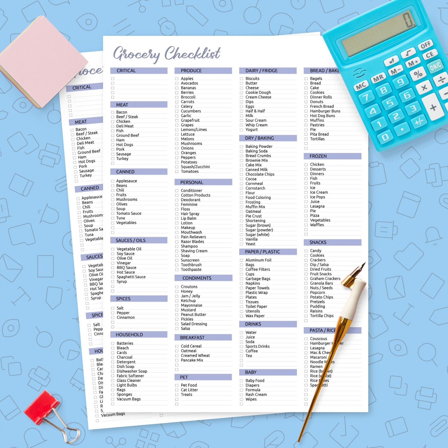 Grocery Checklist Template Template - Printable PDF