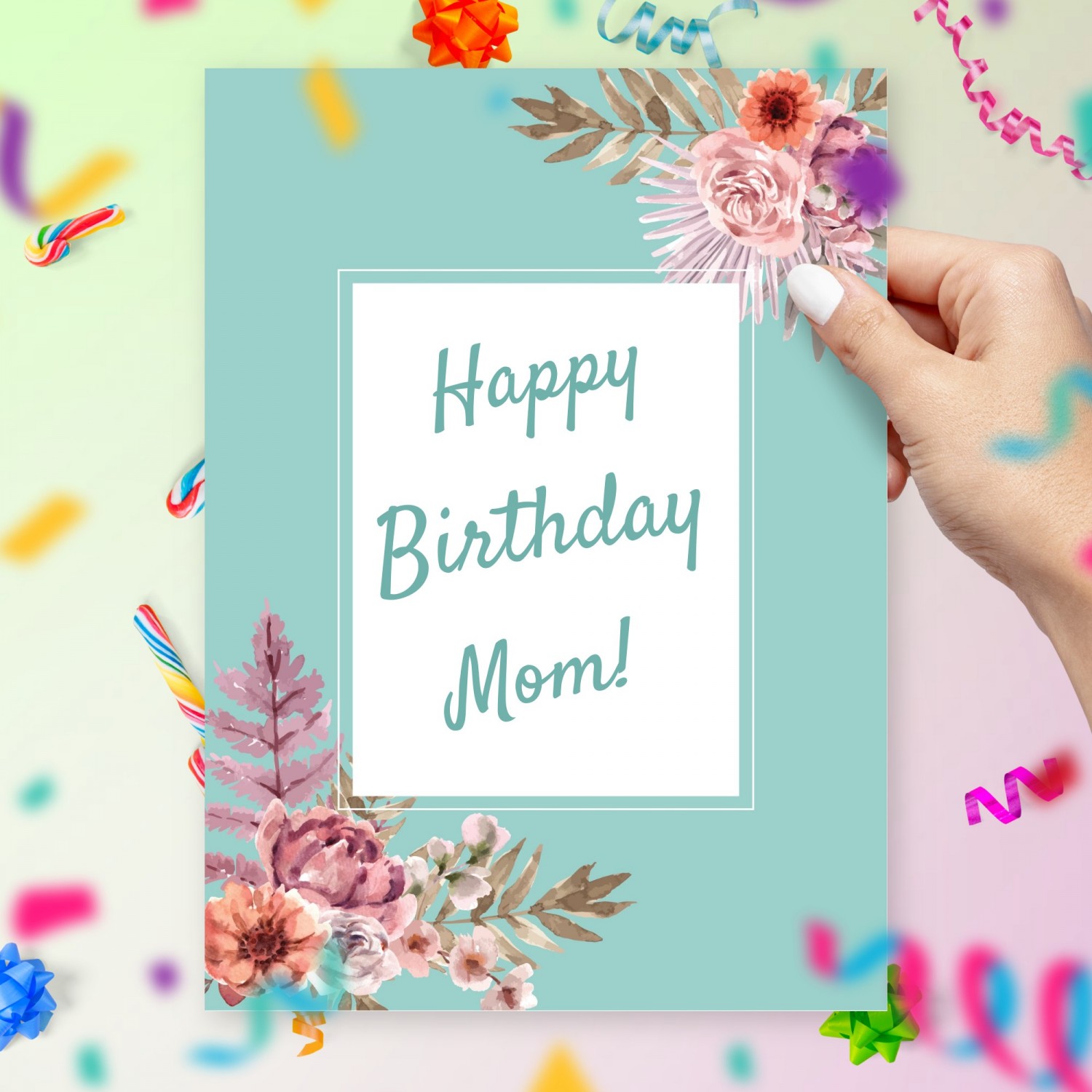 Happy Birthday Card For Mom Flower Style Template Editable Online