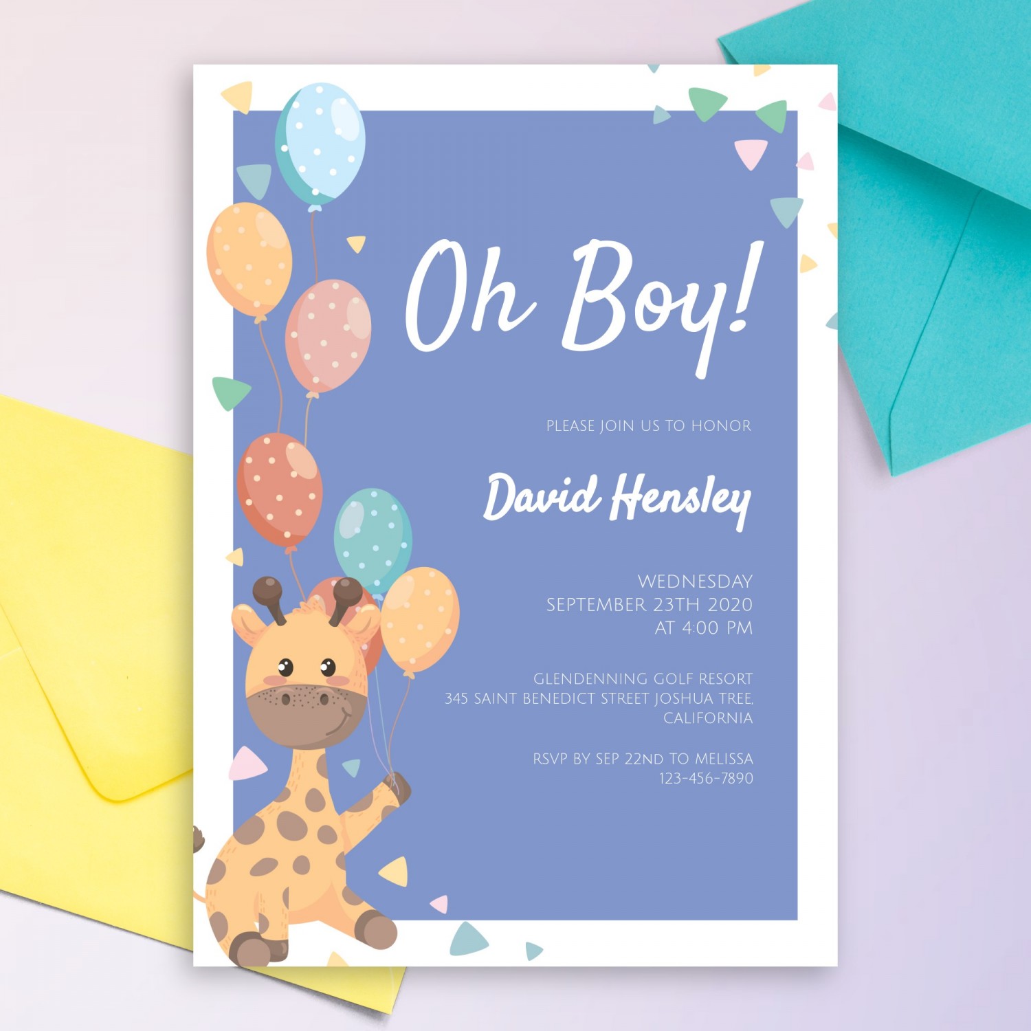 Happy Giraffe Baby Shower Invitation Template Online Maker