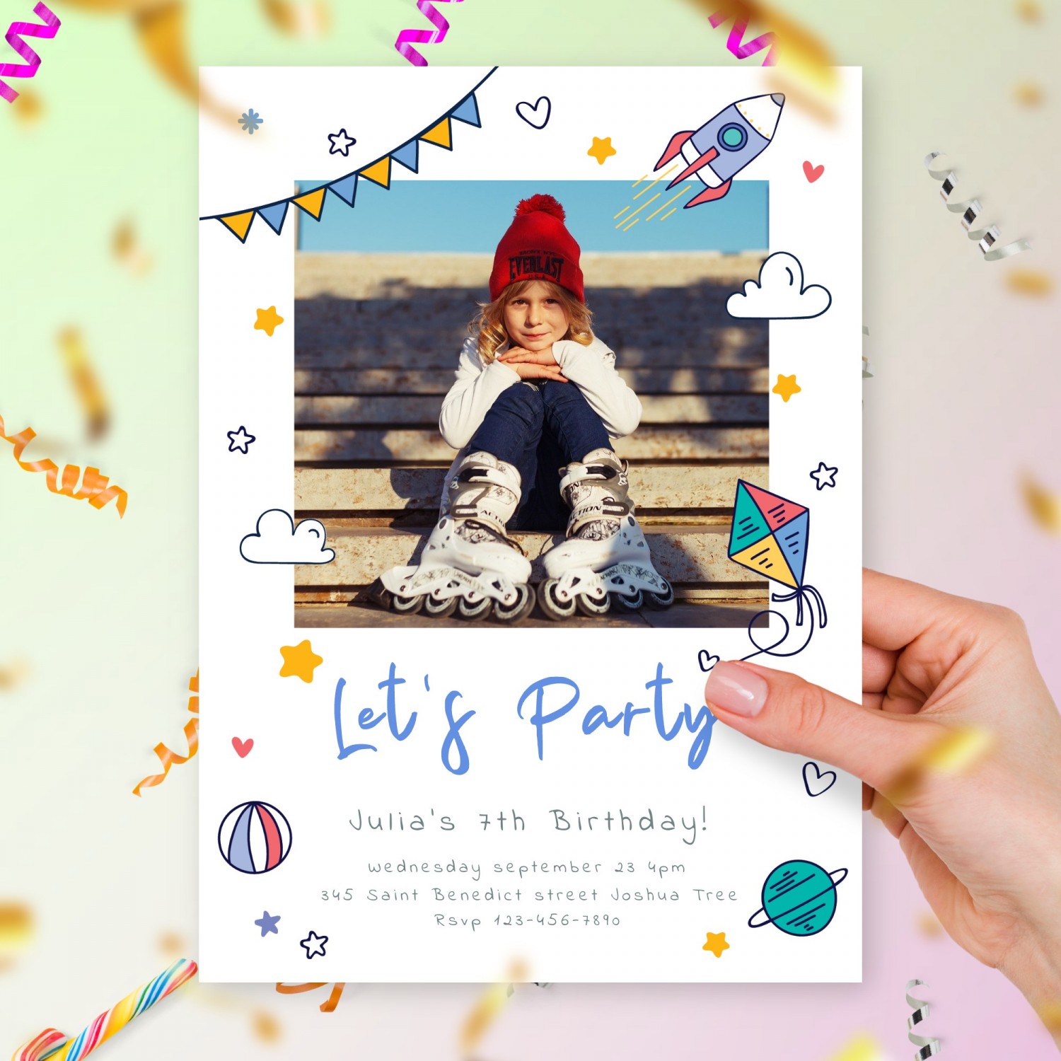 Kids Birthday Photo Invitation Handmade Style Template Online Maker