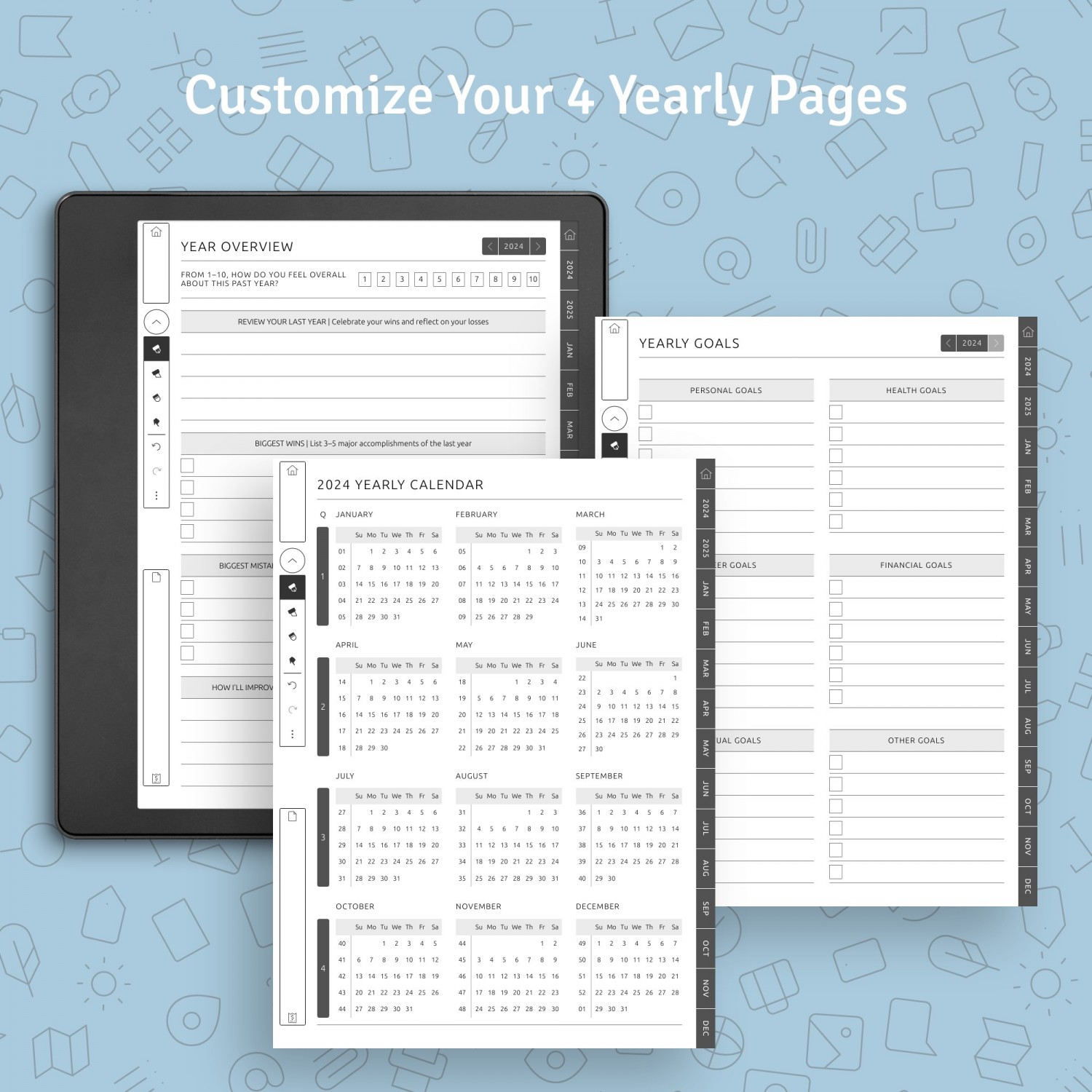 Download Customizable Kindle Scribe Monthly Calendar for 5 years