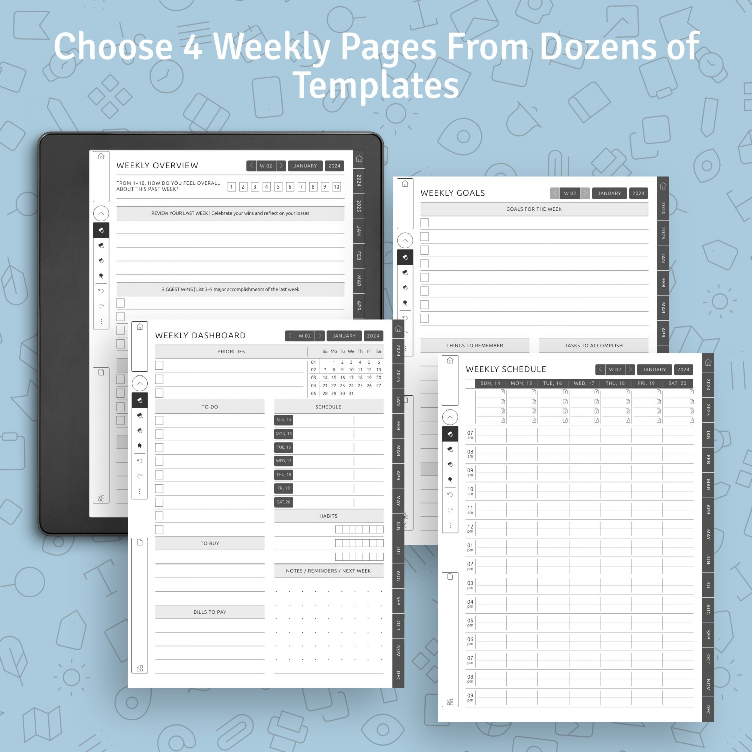 Download Customizable Kindle Scribe Weekly Journal