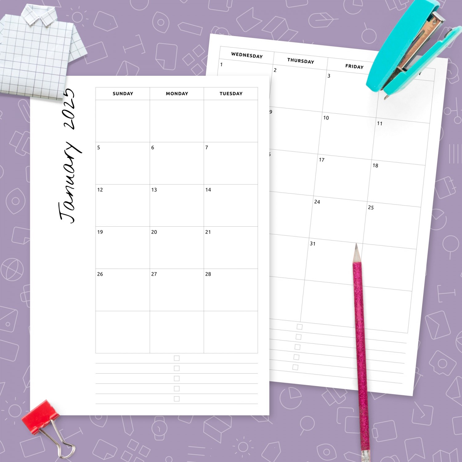Minimalist Monthly Calendar Template - Printable PDF