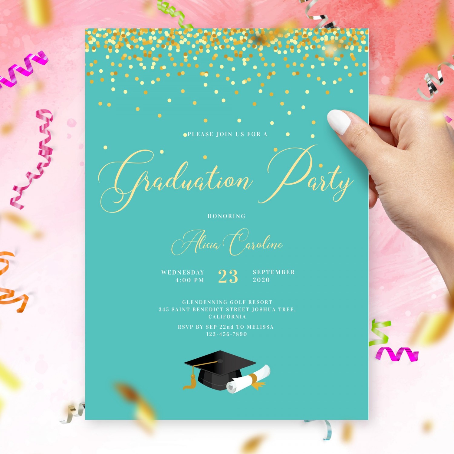 Mint Editable Custom Graduation Invitation Template Online Maker