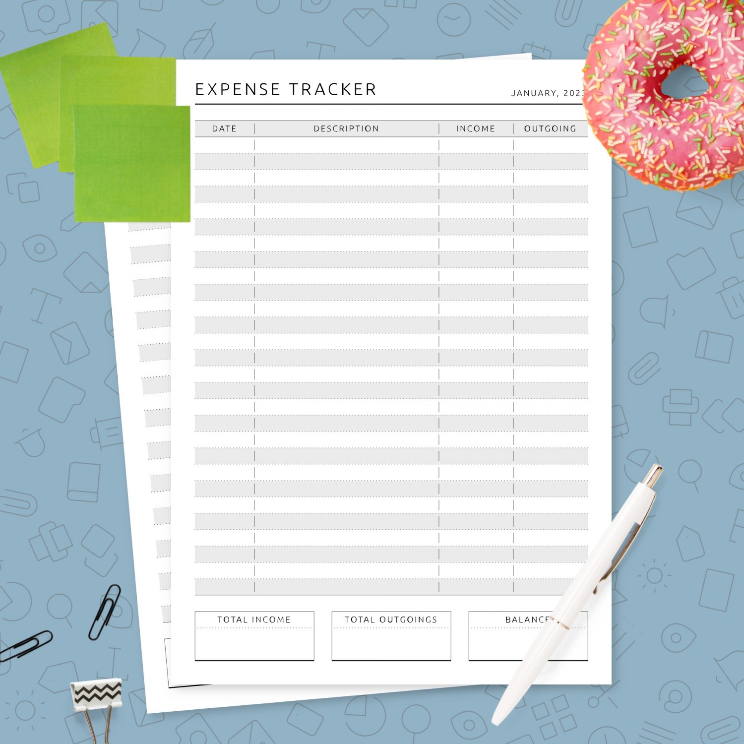 Monthly Income and Expense Tracker - Formal Design Template - Printable PDF