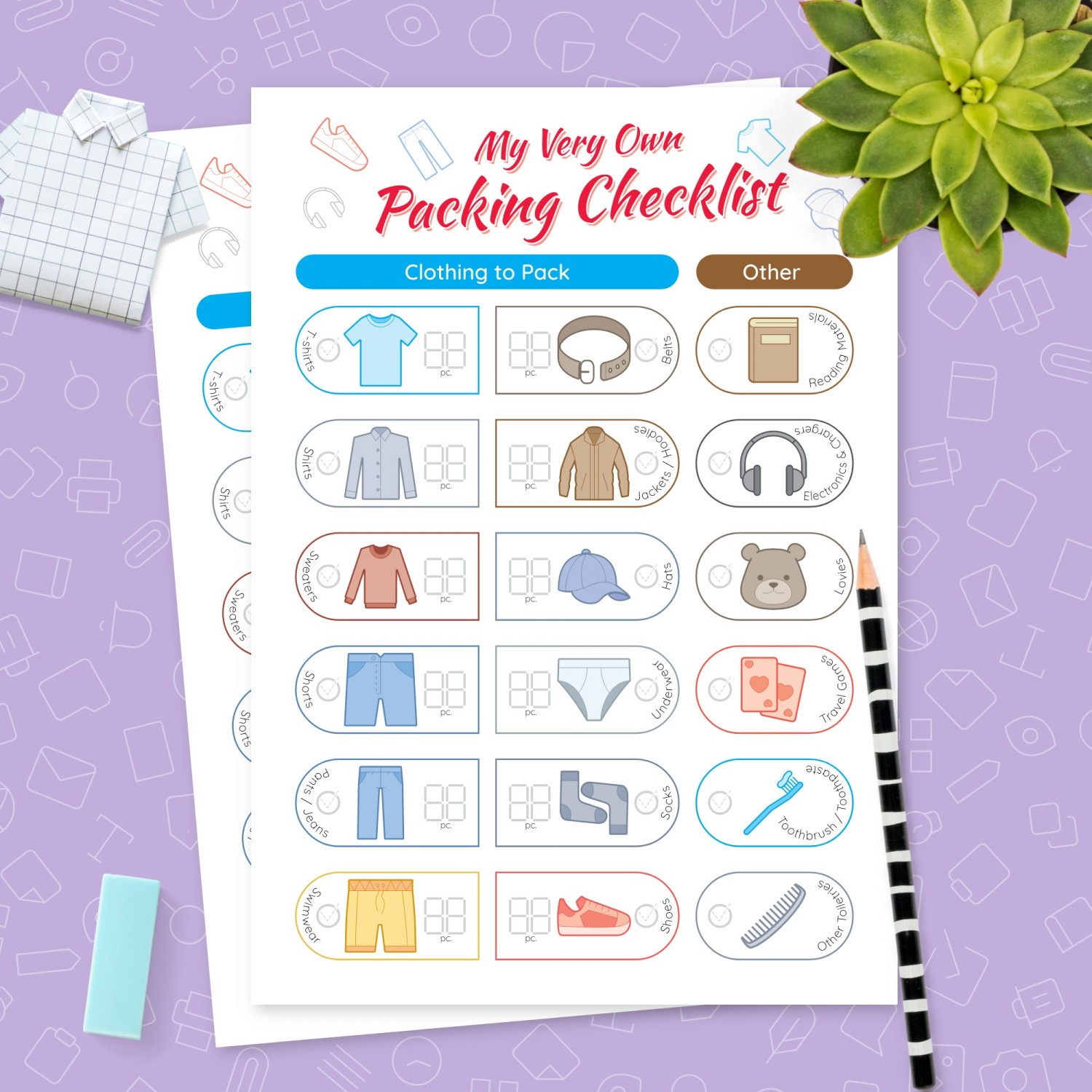 Packing Checklist for Boy Template - Printable PDF