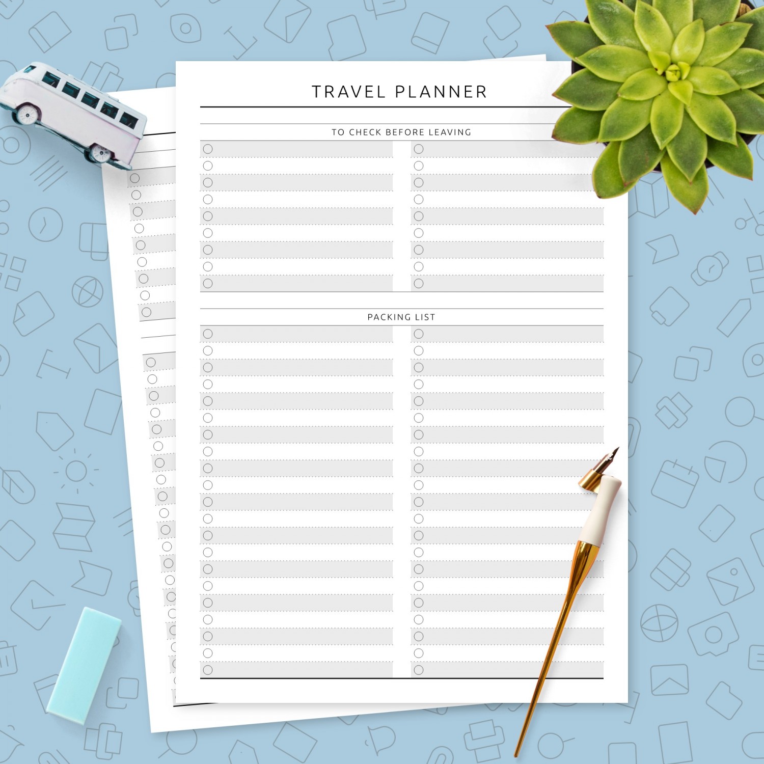 packing list original style template printable pdf