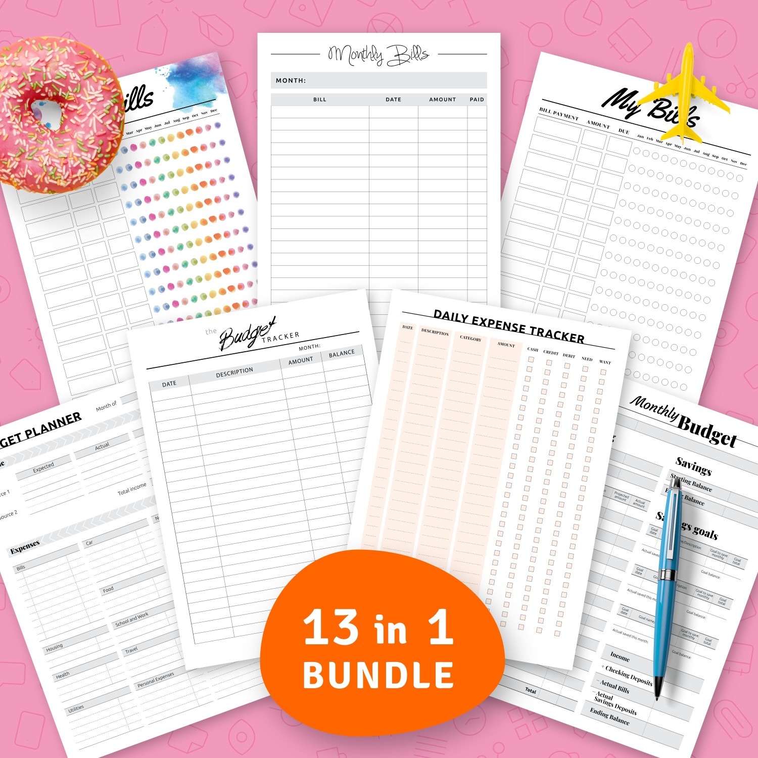 Personal Goal-oriented Budget Planner Bundle (13 in 1) Template ...