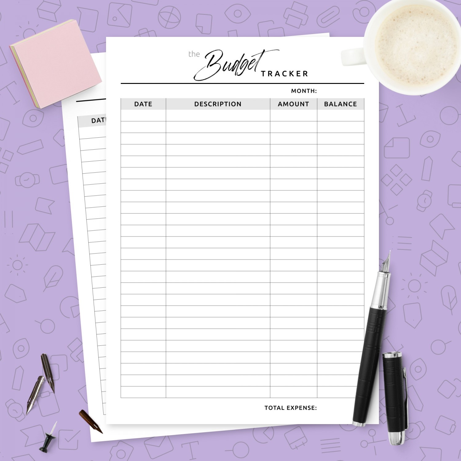 Personal Monthly Expense Tracker Template - Printable PDF