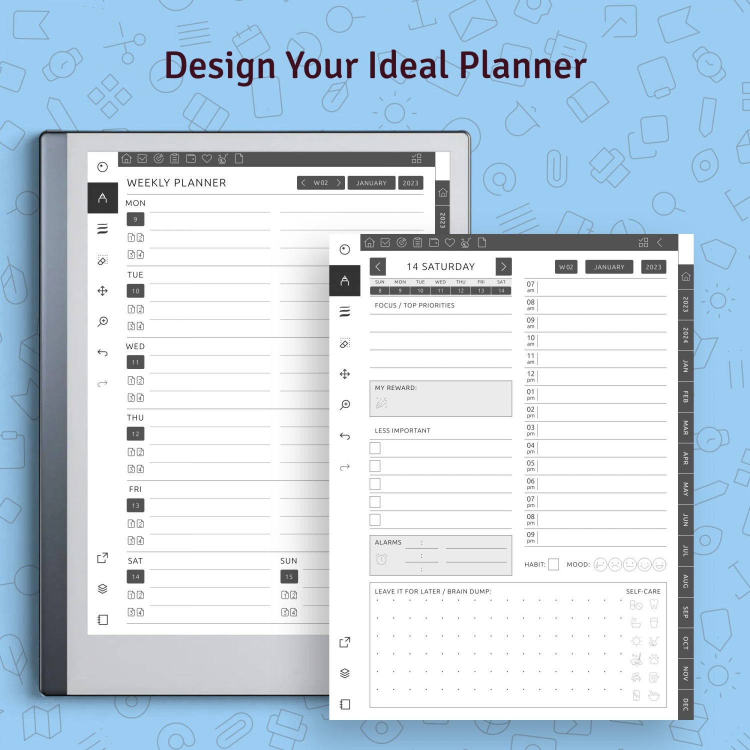 Download 2023 2024 reMarkable Daily Planner Hyperlinked PDF