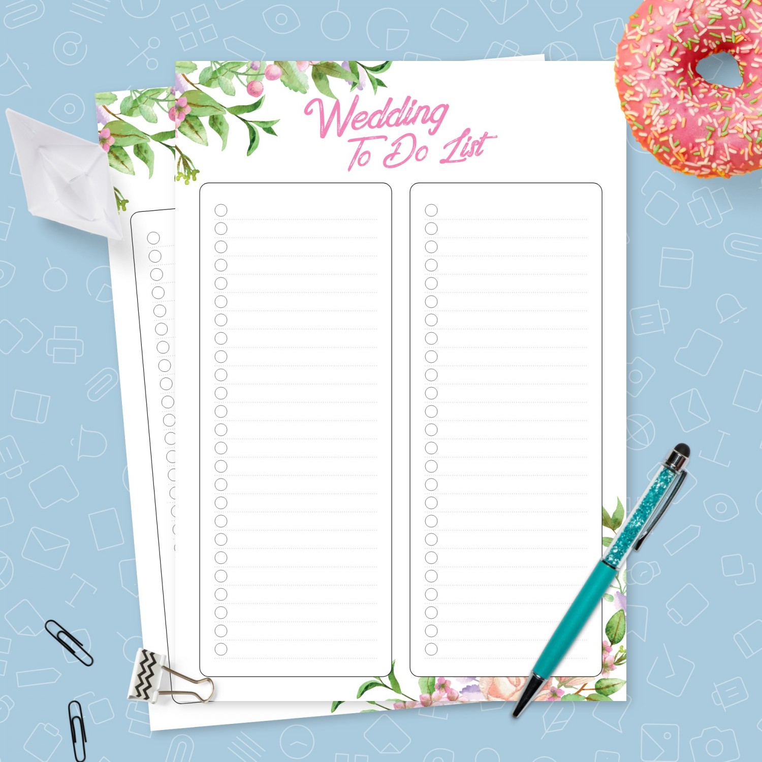 Spring Style Wedding To Do List Template Printable PDF