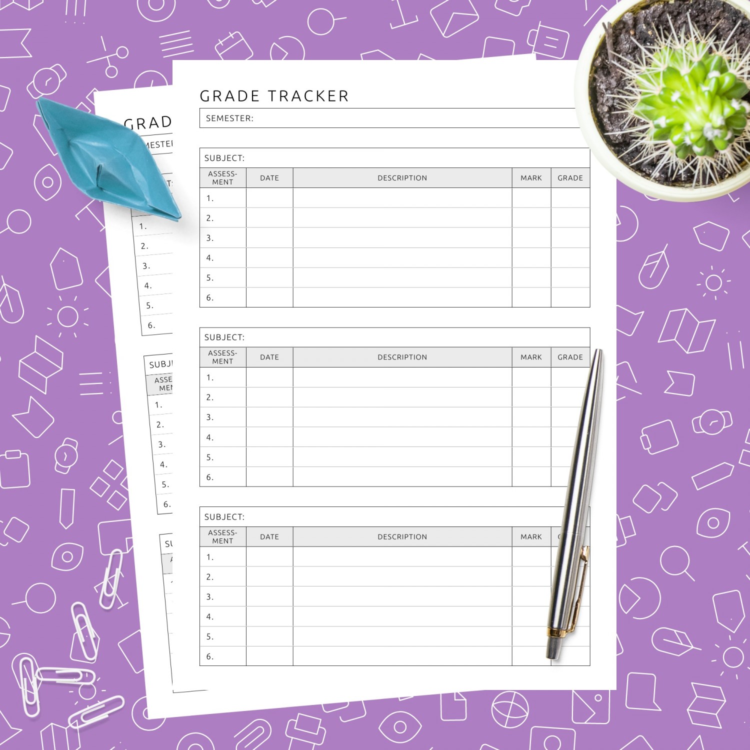 Student Grade Tracker Template Template Printable PDF