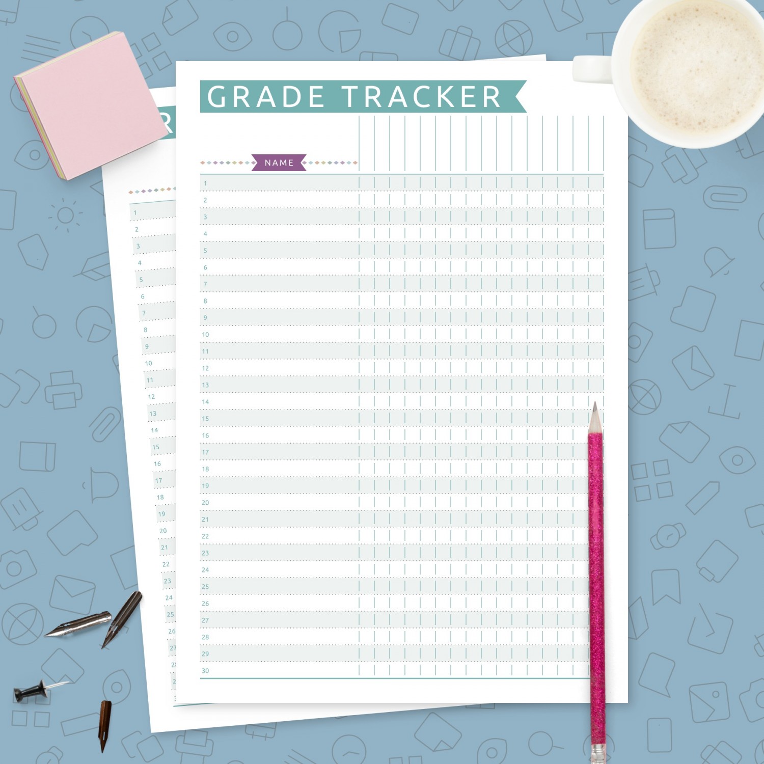 Teacher Grade Tracker Template (Casual) Template - Printable PDF