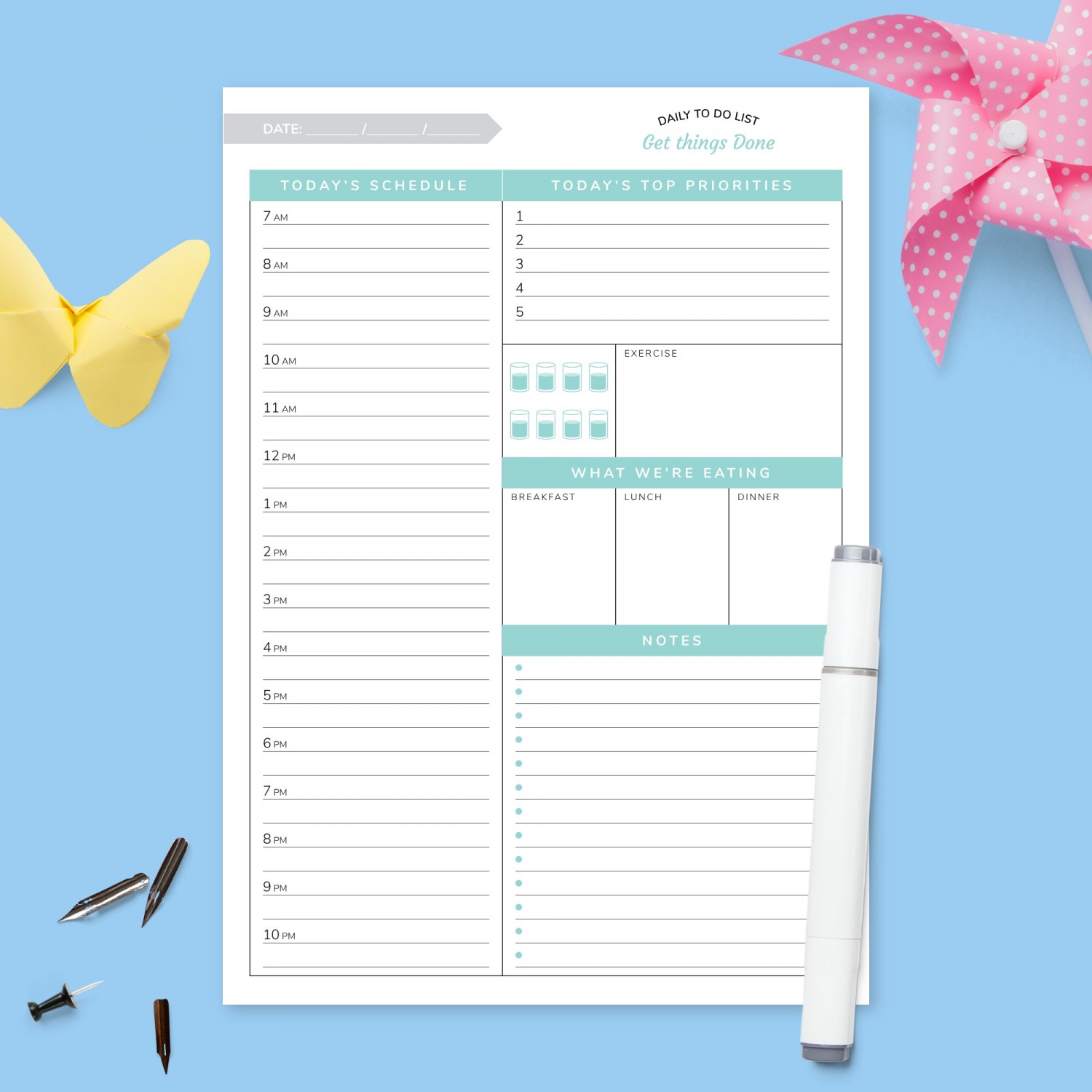 todays schedule planner template printable pdf