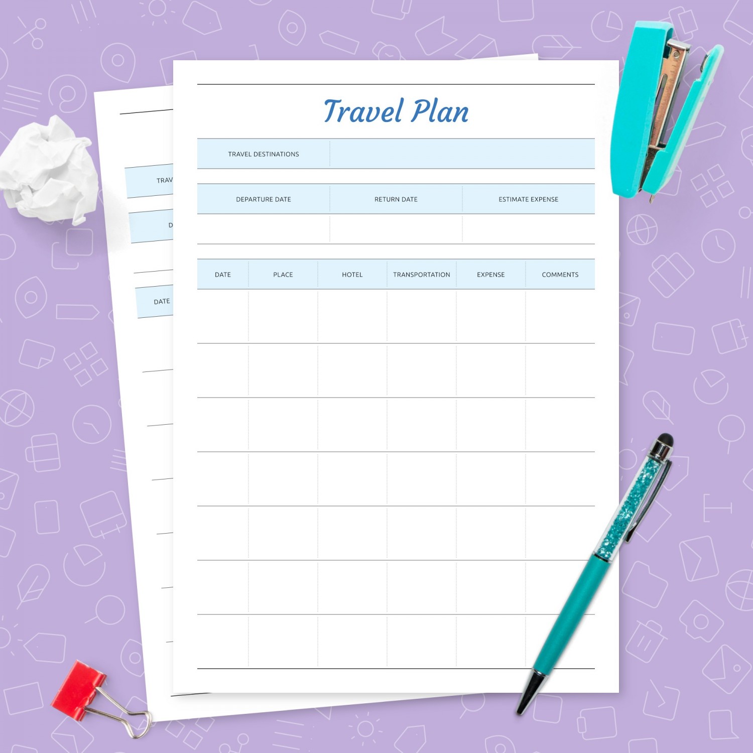 Travel Plan Template Template Printable PDF