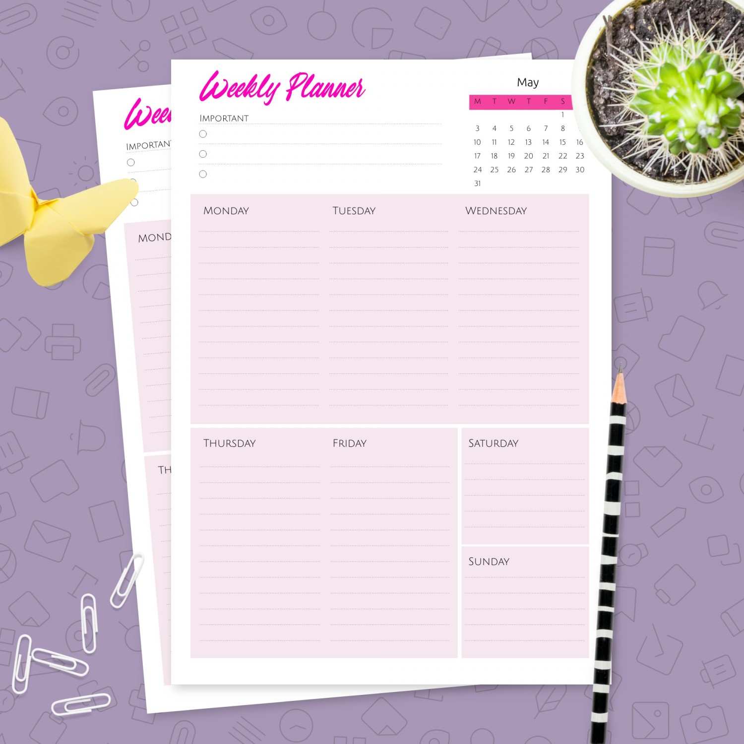 Week Plan Calendar Template Template - Printable PDF