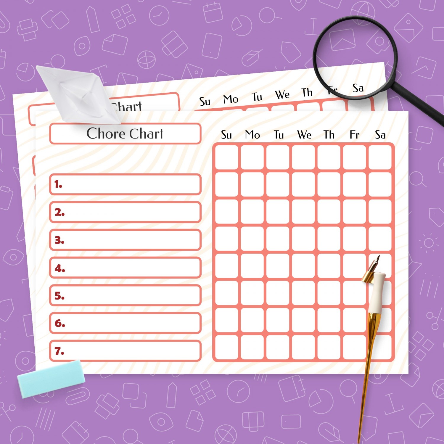 weekly chore chart template template printable pdf