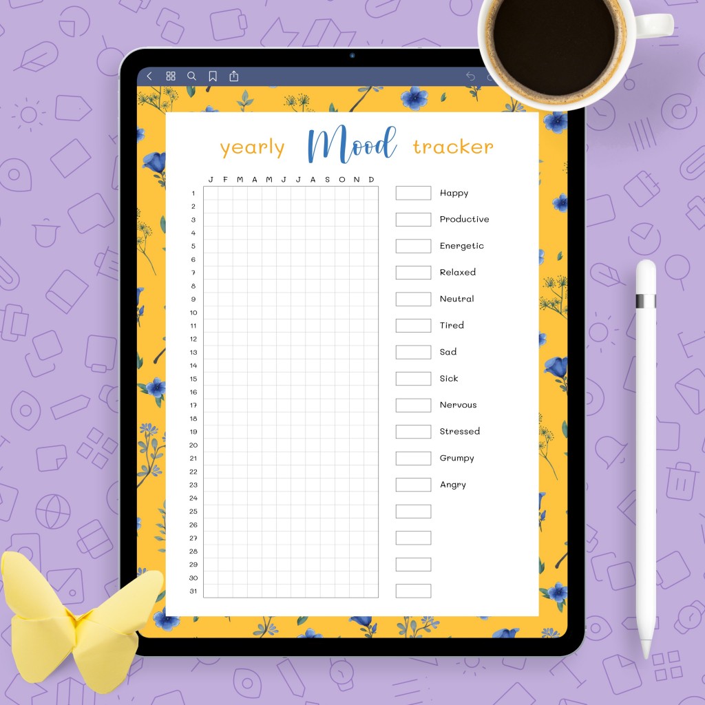 Annual Mood Tracker Template Template - Printable PDF