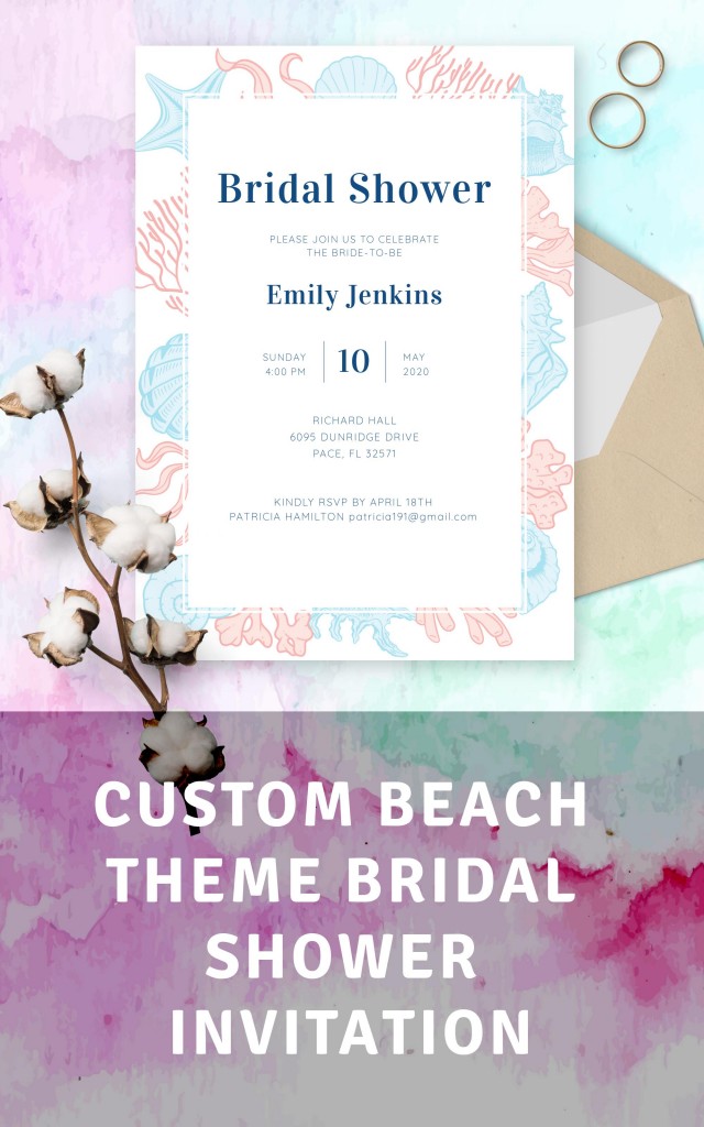 Beach Theme Bridal Shower Invitation Template Online Maker