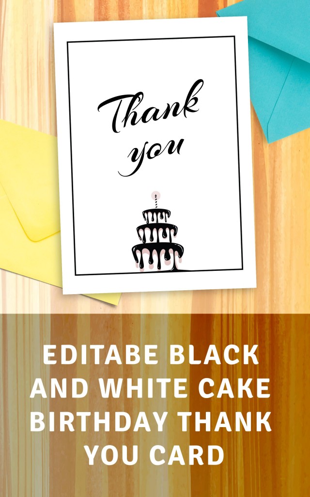 Get Black and White Cake Birthday Thank You Card