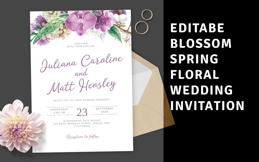 Custom Blossom Spring Floral Wedding Invitation