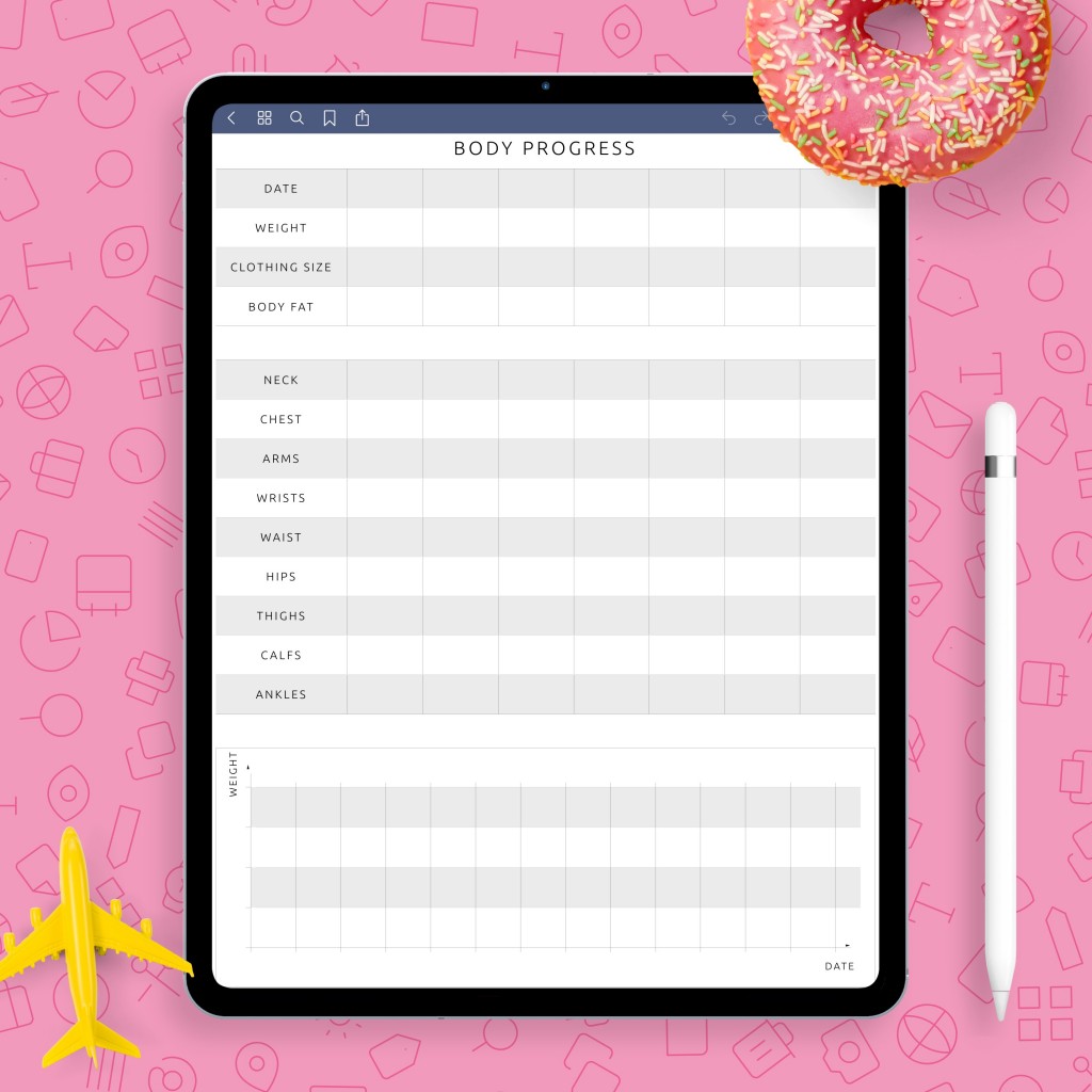 Body Weight Progress Template Template - Printable PDF