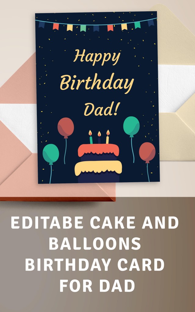 Get Cake and Balloons Birthday Card for Dad