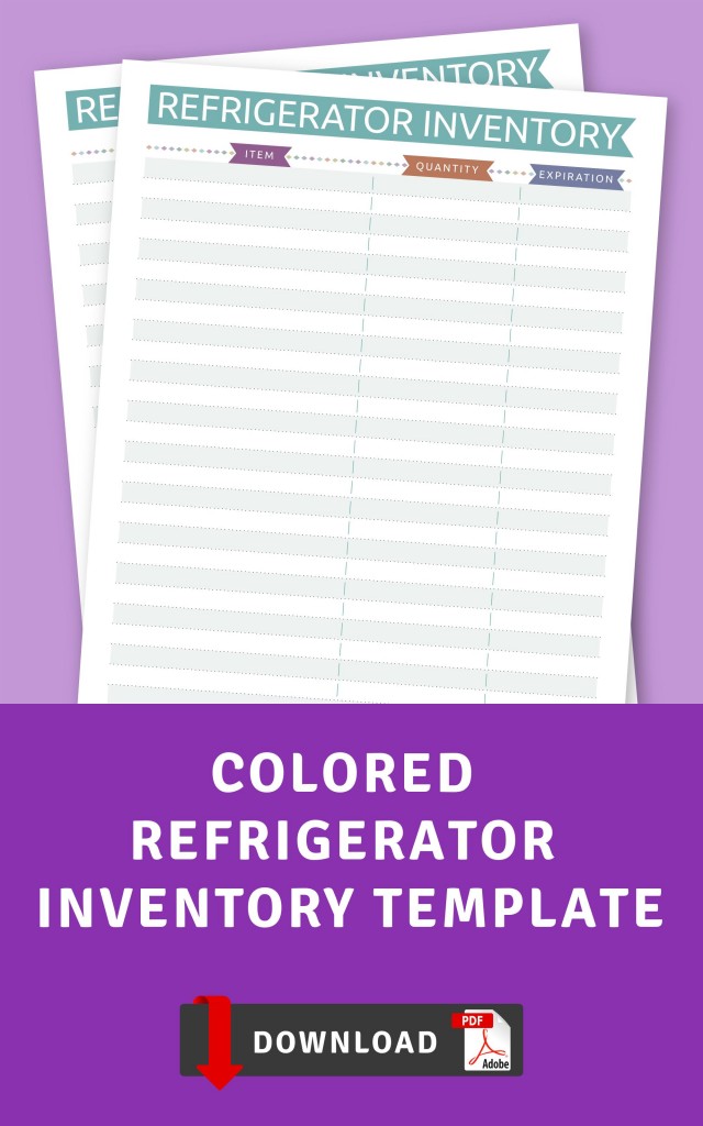 colored refrigerator inventory template printable pdf