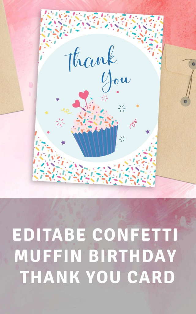 Get Confetti Muffin Birthday Thank You Card