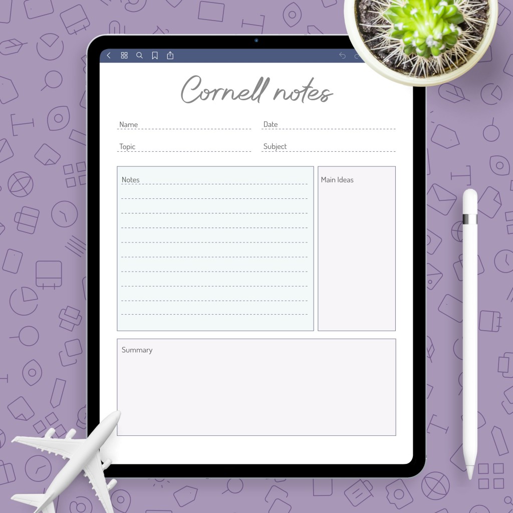 Cornell Note-Taking Template Template - Printable PDF