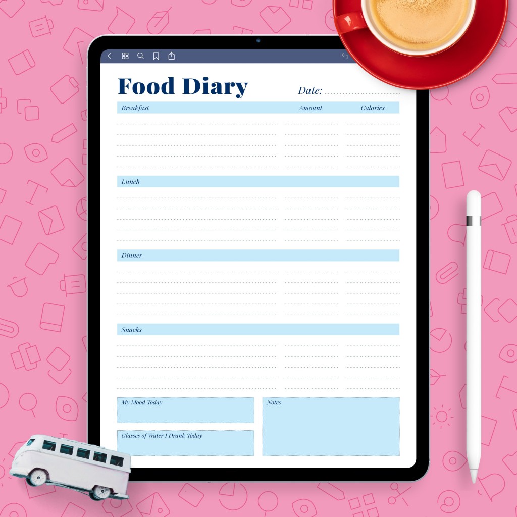 Daily Food Tracker Template - Printable PDF