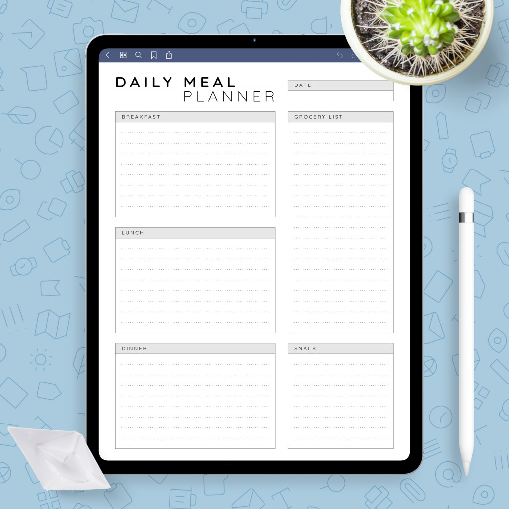 daily menu planner template printable pdf