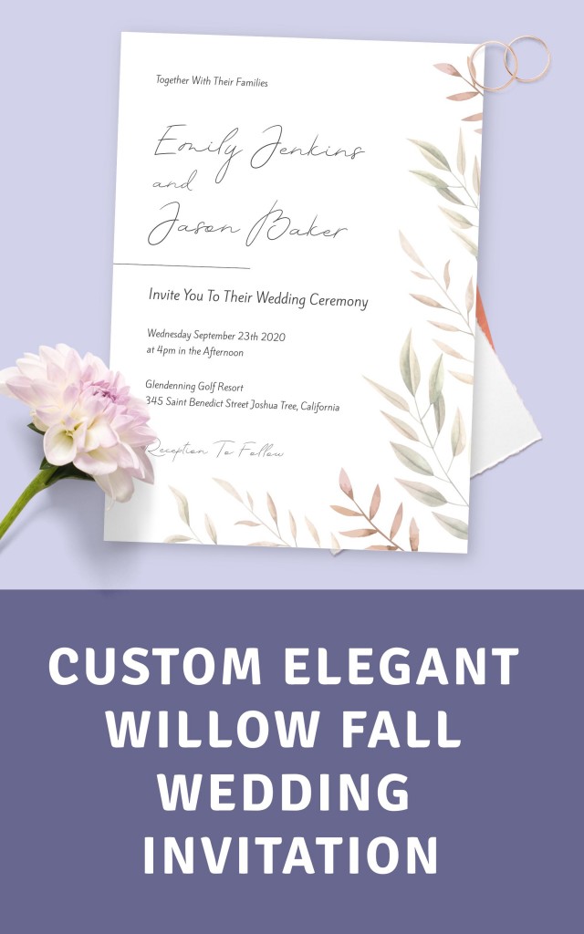 Get Elegant Willow Fall Wedding Invitation